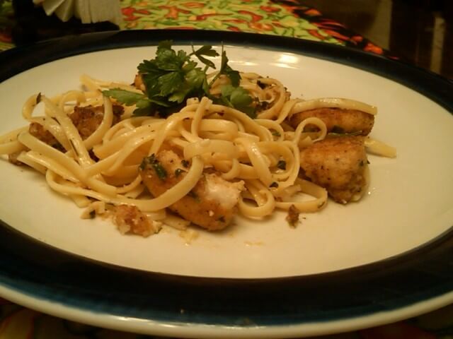Chicken Scampi With Linguine