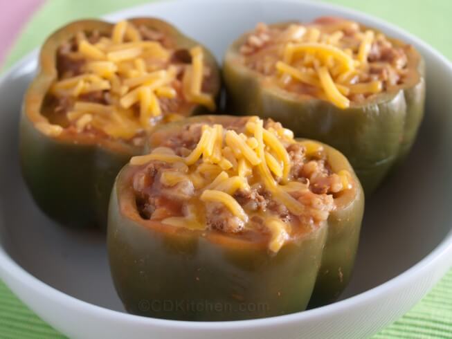 Beef And Rice Stuffed Bell Peppers With Tomato Sauce
