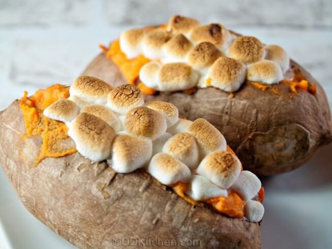 Twice-Baked Sweet Potatoes With Mini Marshmallows