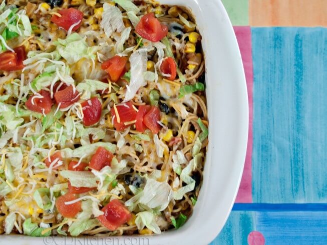 Baked Taco Spaghetti