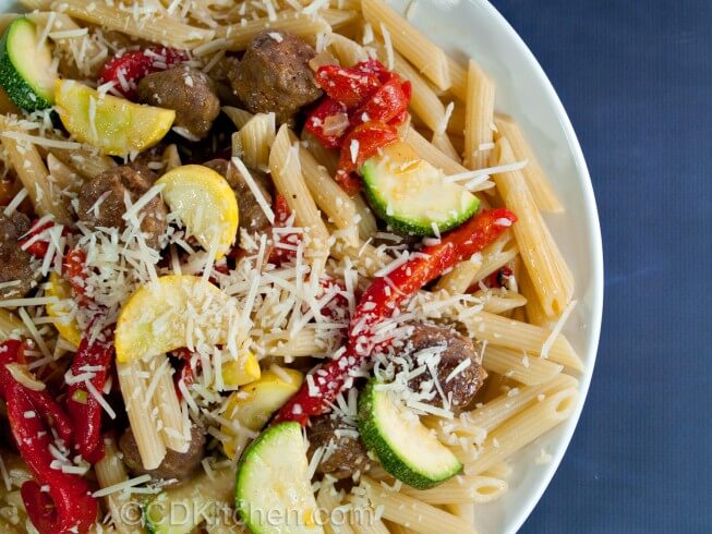 Penne with Sausage and Roasted Red Peppers