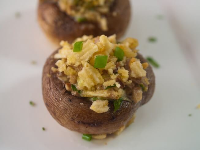recipe for potato chip topped stuffed mushrooms