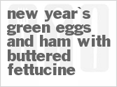 Get The Recipe For New Year's Green Eggs and Ham With Buttered Fettucine